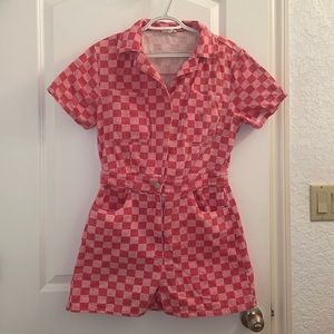 Pink checkered romper
